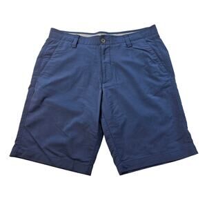 Under armour 36 navy blue chino performance coach shorts EUC loose fit casual